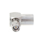 Right-angle RF adapter with SMA male threaded port and FME female threaded port