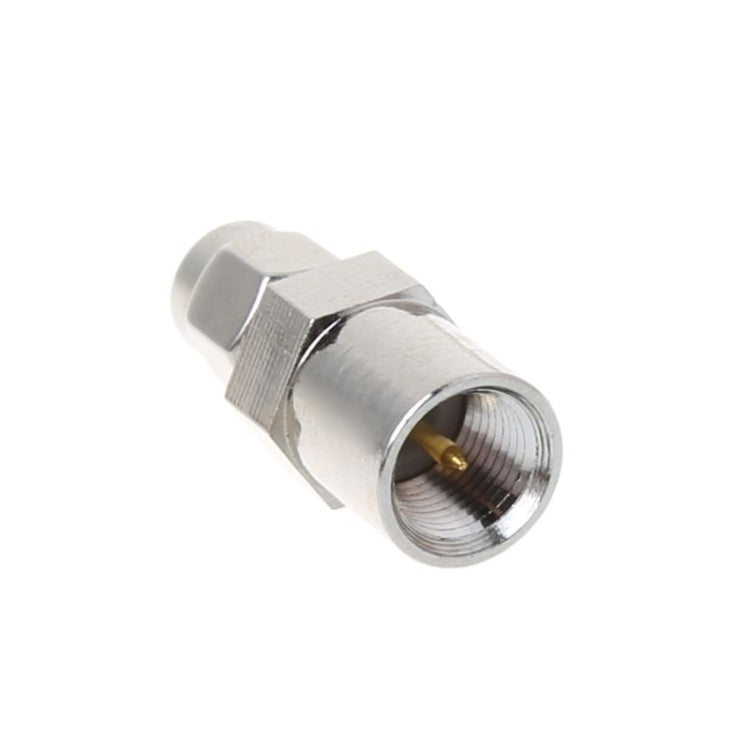 Silver metal RF coaxial plug adapter with threaded RF connector