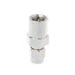Silver RF coaxial adapter with internal threaded socket and center pin