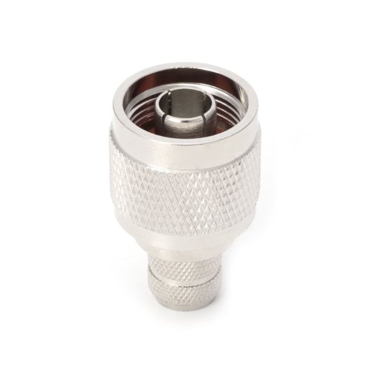 Silver RF coaxial adapter coupler, circular port with center pin and inner ring
