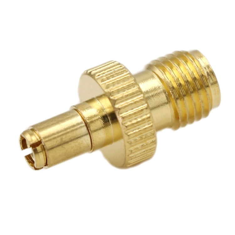 Gold SMA female to TS9 male coax adapter plug end with knurled threads