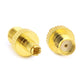 Gold SMA female to TS9 male adapter pair, with threaded ends shown from two sides