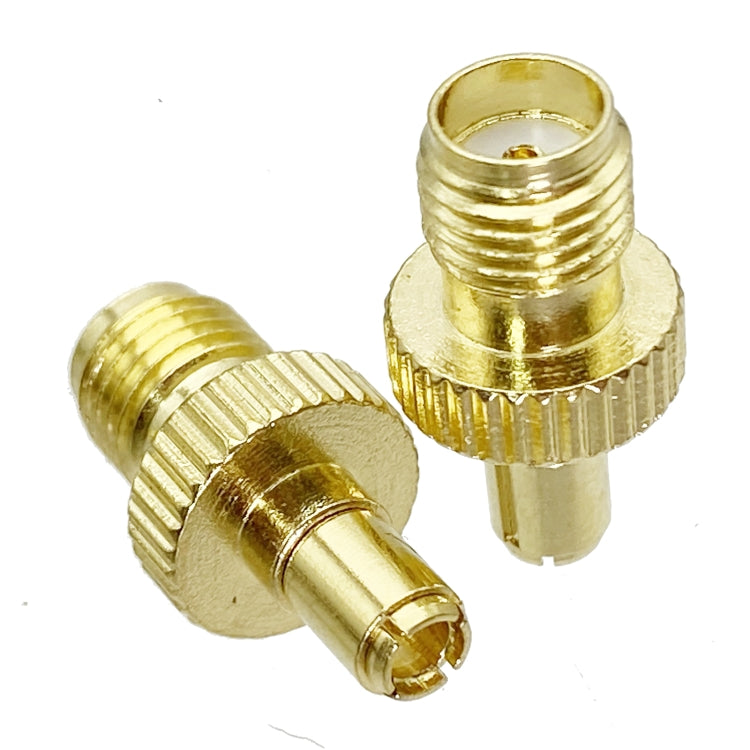 Gold SMA female to TS9 male coax adapter connectors with knurled coupling and threads