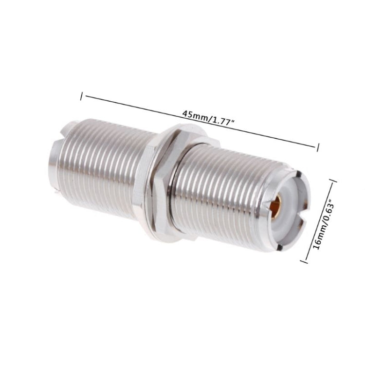 UHF female-to-female extension connector adapter, silver threaded double coupler