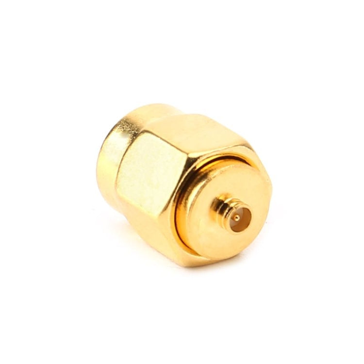 Gold RF connector adapter with angled U.FL-style port and center contact