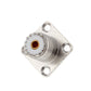 UHF SO239 female panel-mount flange adapter, threaded RF connector with gold center contact