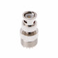 UHF SO-239 to BNC male RF adapter, threaded silver body with gold inner contact