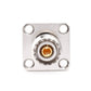 Square mounting plate RF adapter with SO-239 female socket, silver metal, gold contact