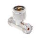 UHF RF T-adapter, silver metal with one UHF female socket and PL259 male connector