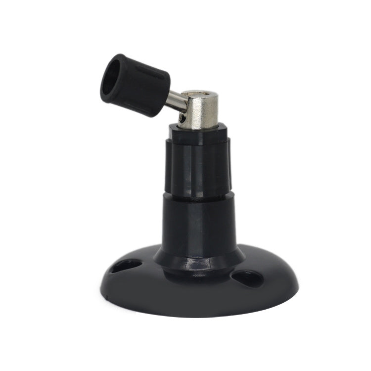 Black wall-mount camera bracket with circular base and threaded mounting post