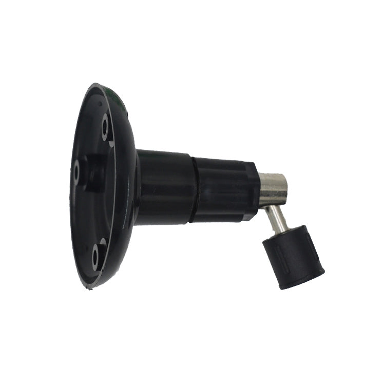 Wall mount camera bracket with round plate, swivel arm, and threaded connector