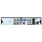 AHD DVR rear panel with BNC video/audio ports, VGA, LAN, and power inputs