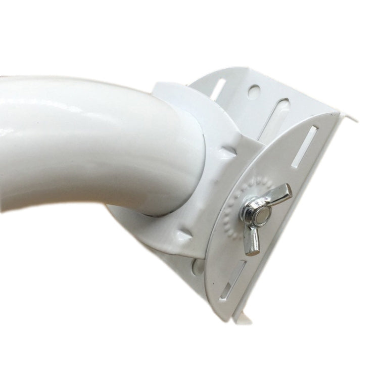 White wall mount plate with central bolt for securing antenna bracket arm