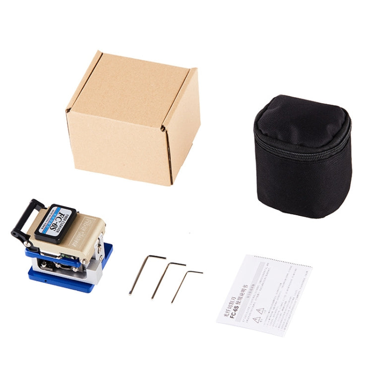 Optical fiber cleaver kit with case, spare blades, instruction sheet, and protective pouch
