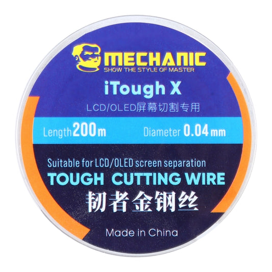 Mechanic iTough X cutting wire spool, blue label; 200m length, 0.04mm diameter