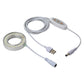 65mm LED ring light source with cable, inline controller, and connector plugs