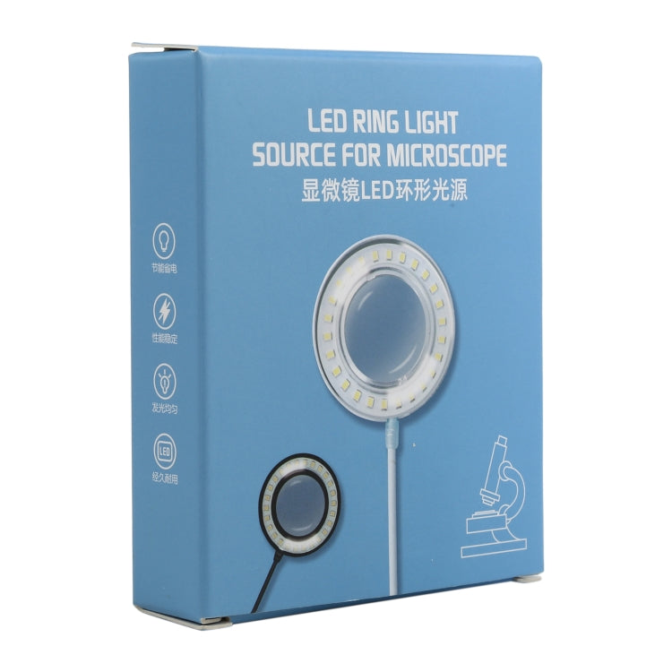 LED ring light for microscope retail box showing 65mm ring light
