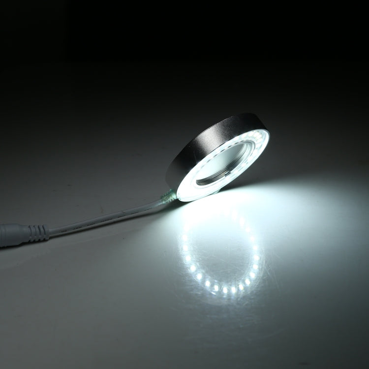 Illuminated LED microscope ring light source with bright circular glow