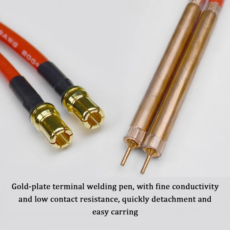Gold terminal welding pen tips with red/black leads and copper electrodes