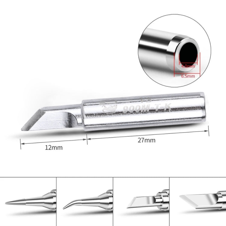 Soldering iron tip with size labels: 27mm length and 6.5mm diameter