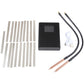 Handheld spot welder machine with USB cable, two electrode tips, and strip accessories