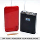 Handheld spot welder machine with red battery pack, USB cable, and electrode leads
