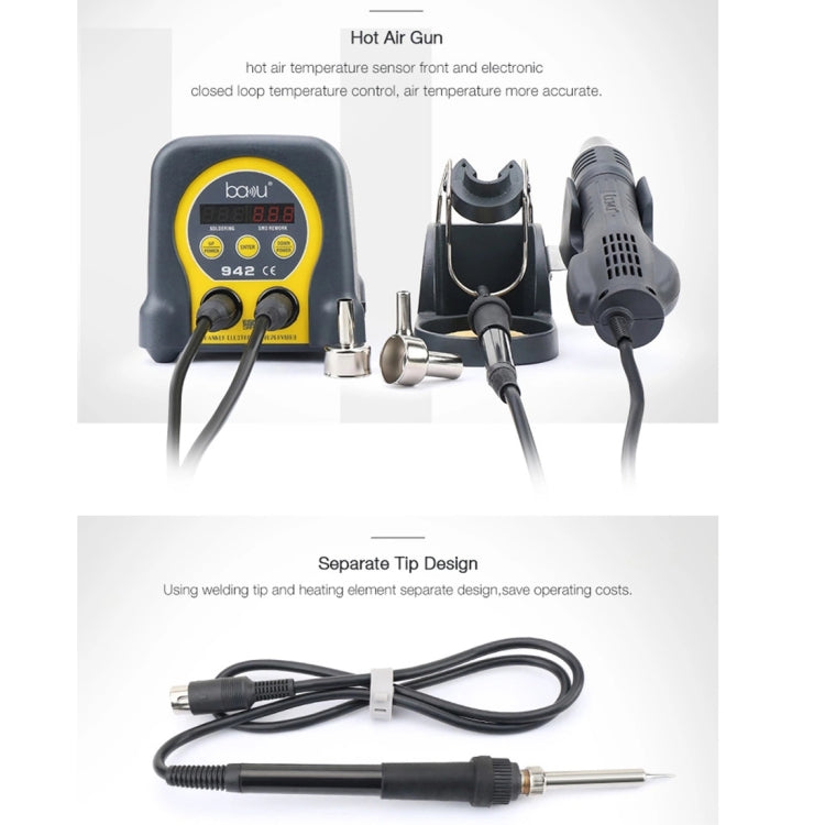 Hot air soldering station kit with power cable, hot air gun, and stand