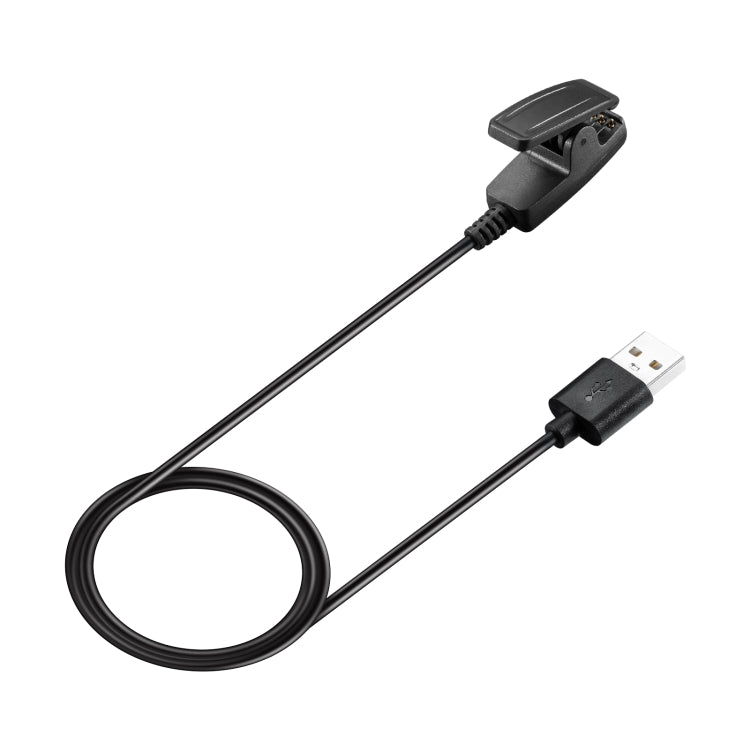 USB charging cable with black watch dock cradle and clip, for Garmin-style watches