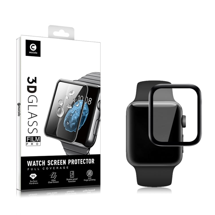 mocolo 3D tempered glass screen protector package with black watch screen cover