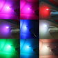 LED toilet nightlight with multi-color glow lights shown in red, green, blue, purple
