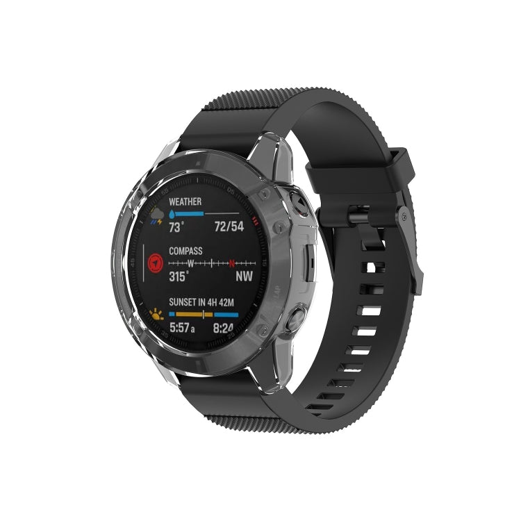 TPU watch case cover with clear front and black bezel ring for Garmin-style smartwatch