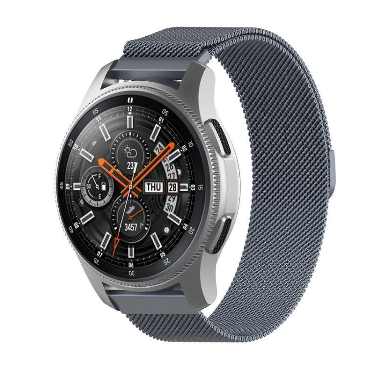 Milanese stainless steel watch band, dark gray mesh strap with metal clasp