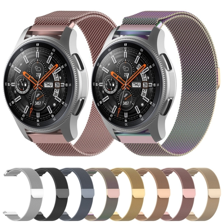 18mm Milan stainless steel mesh watch bands set: rose, silver, and multicolor tones.