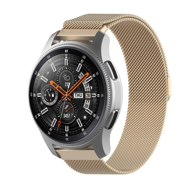 46mm smartwatch with champagne gold Milanese mesh stainless strap, black dial
