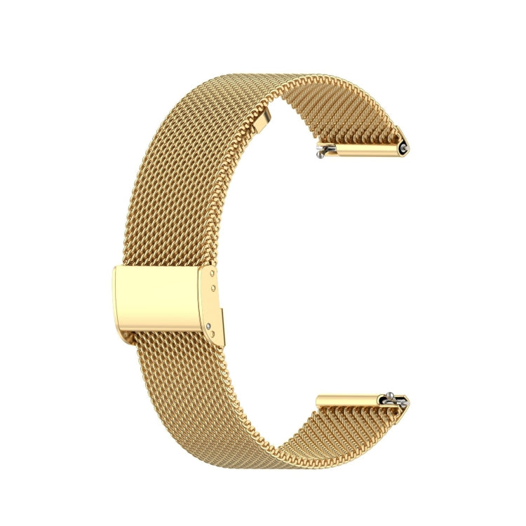 Gold stainless steel mesh watch strap with metal buckle clasp