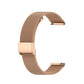 Rose gold stainless steel mesh watch strap with metal buckle clasp