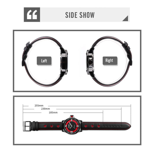 SKMEI watch side and size diagram showing left and right views and band measurements