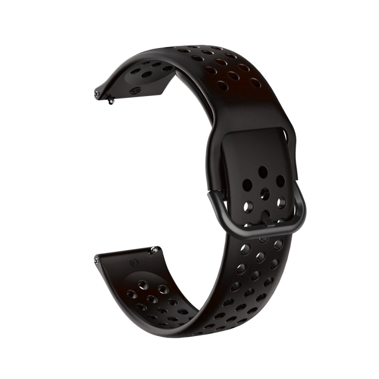 Breathable porous smartwatch strap with inner buckle, black