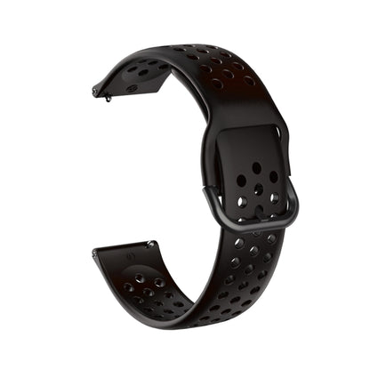 Breathable porous smartwatch strap with inner buckle, black