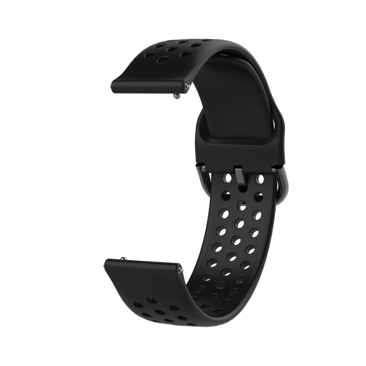 Breathable porous smartwatch strap with inner buckle, black