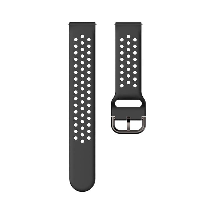 Breathable porous smartwatch strap with inner buckle, black and white
