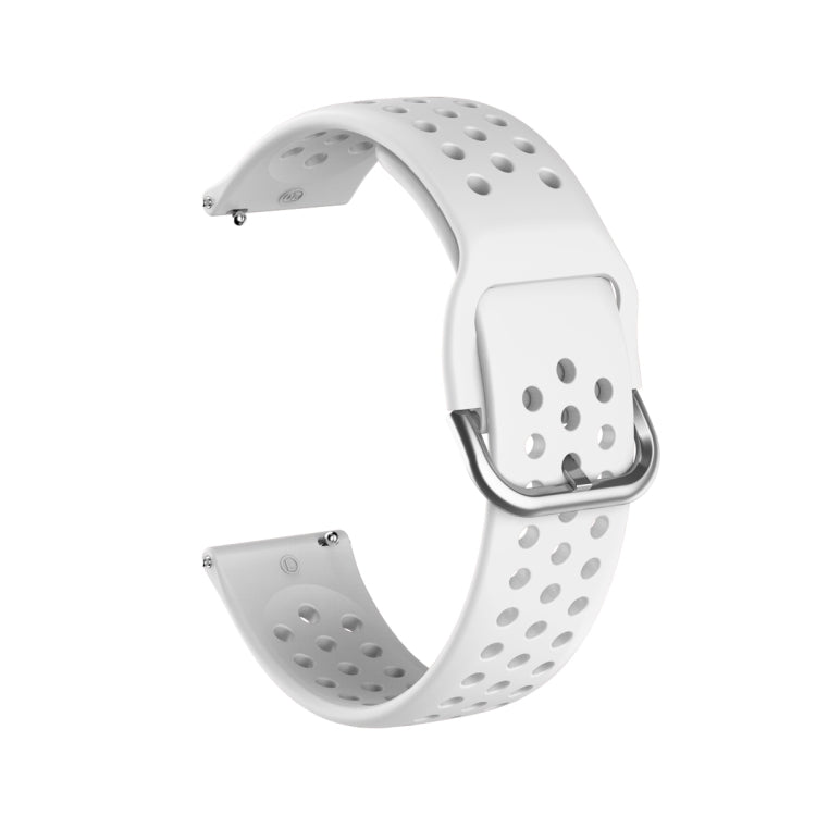 Breathable porous smartwatch strap with inner buckle, white