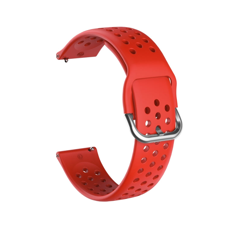 Breathable porous smartwatch strap with inner buckle, red