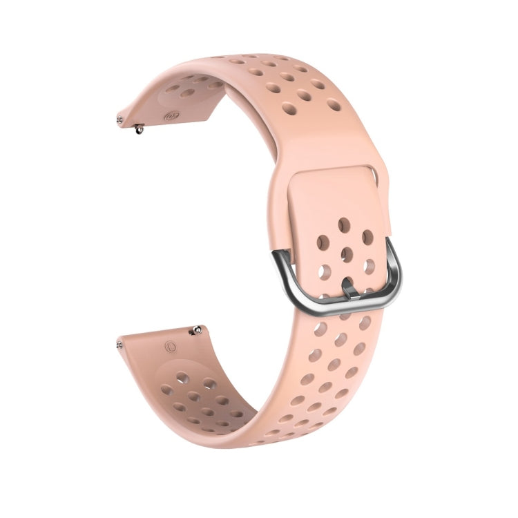 Breathable porous smartwatch strap with inner buckle, pink