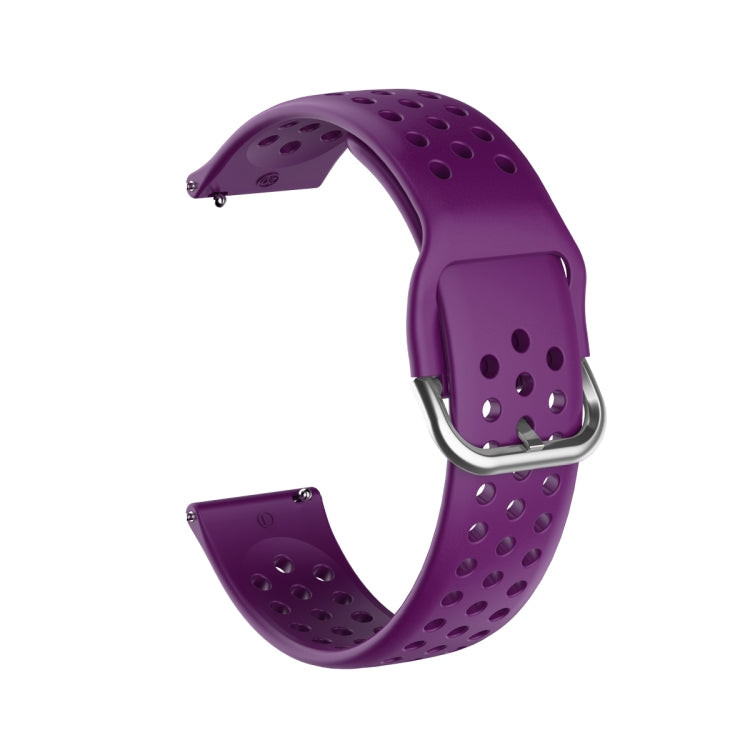 Breathable porous smartwatch strap with inner buckle, purple