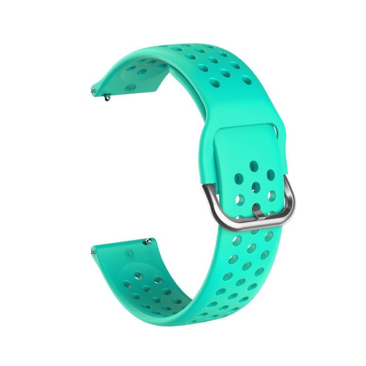Breathable porous smartwatch strap with inner buckle, teal