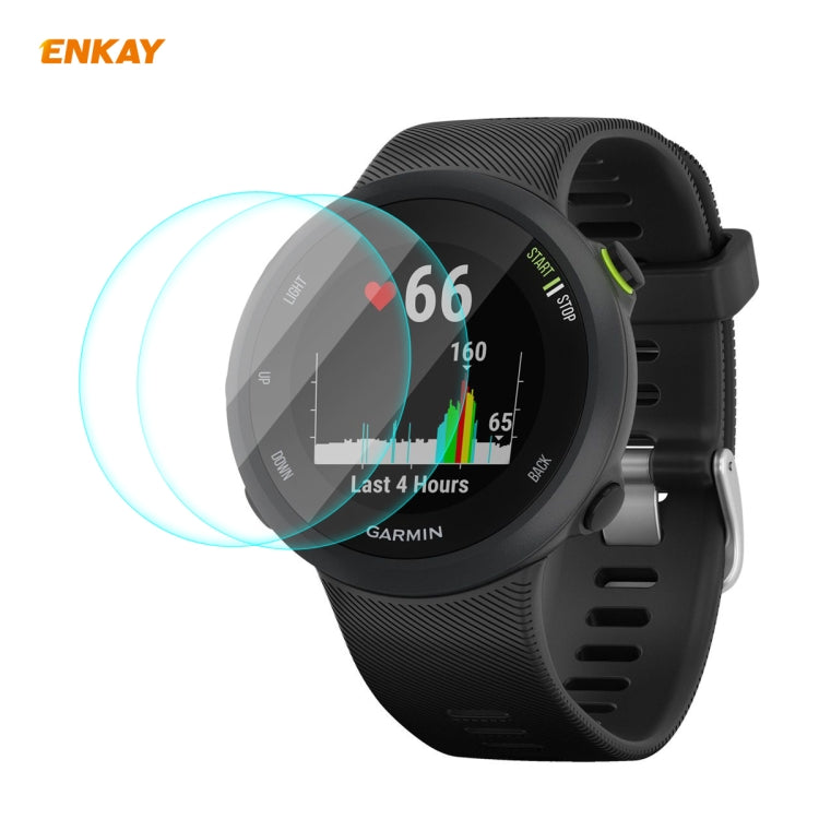2-piece tempered glass screen protectors for a black Garmin smartwatch, curved edge fit