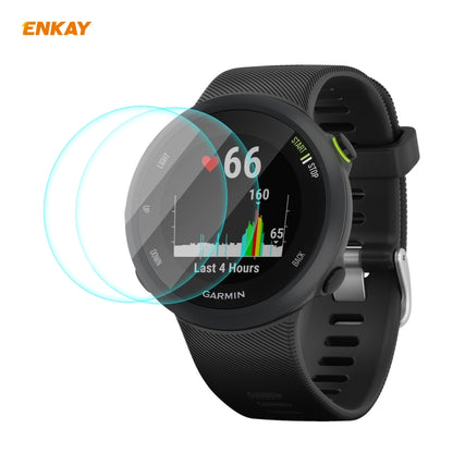 2-piece tempered glass screen protectors for a black Garmin smartwatch, curved edge fit