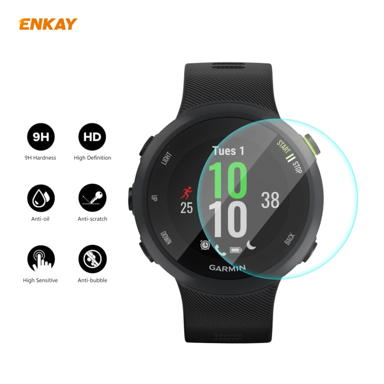 Curved tempered glass screen protector on a black Garmin smartwatch with HD display
