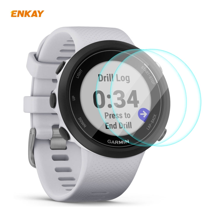ENKAY curved tempered glass screen protector for white Garmin smartwatch, front